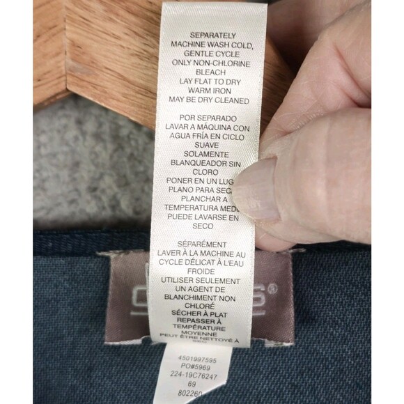 Chicos Lightweight Blue Gray Burnout Jacket Size 0 Geometric Pattern 3/4 Sleeve - Picture 5 of 15